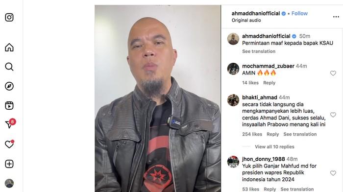 Lewat Medsos, Ahmad Dhani Sampaikan Mohon Maaf Usai Kampanyekan Prabowo di Area Militer AU Tasikmalaya-Garut