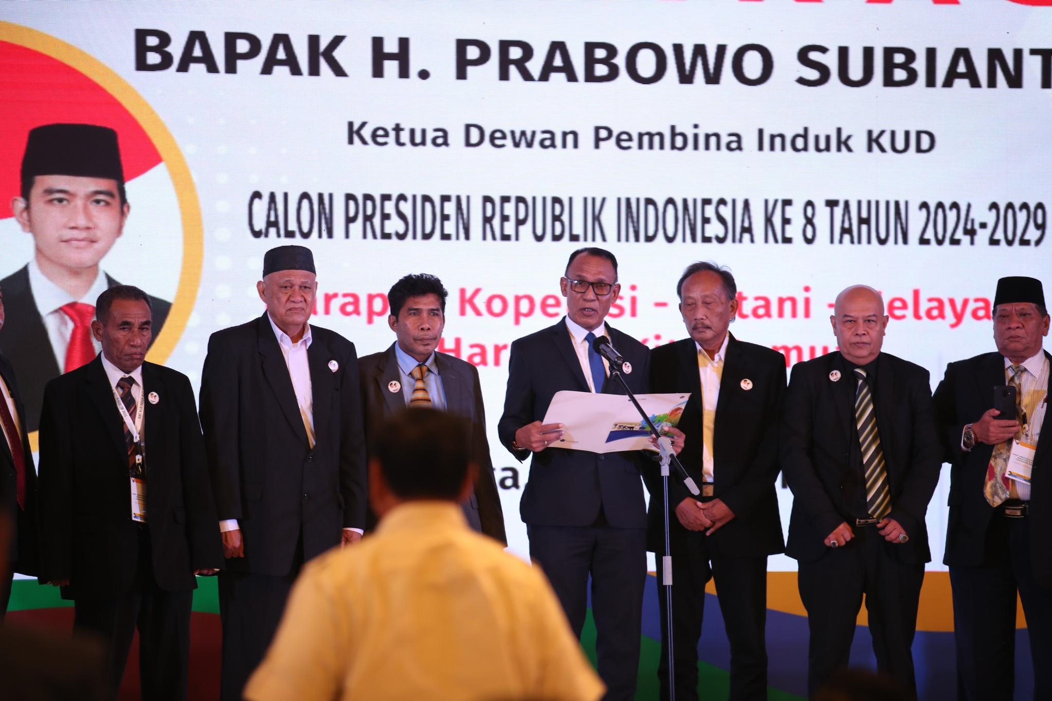 Jaringan Induk KUD Deklarasi Dukung Prabowo Subianto di Pilpres 2024