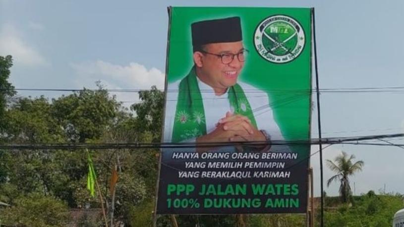 Spanduk PPP Dukung AMIN di Sleman, Elite Tidak Tahu