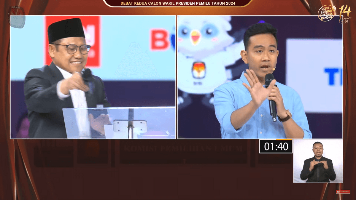 Gibran Lagi Paparan, eh Mic-nya Cak Imin Jatuh