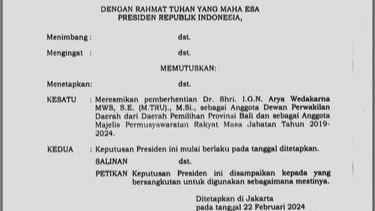 Resmi! Jokowi Pecat AWK Sebagai DPD Bali