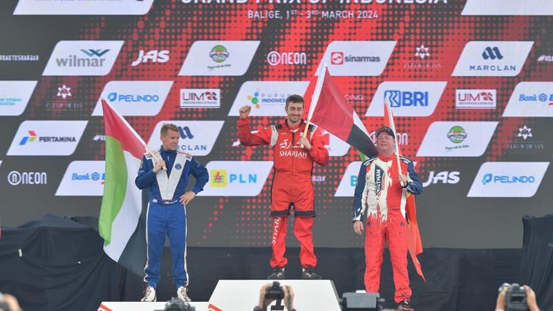 Pebalap Tim Sharjah Rusty Wyatt Juara Grand Prix Pertamina F1 Powerboat Danau Toba 2024