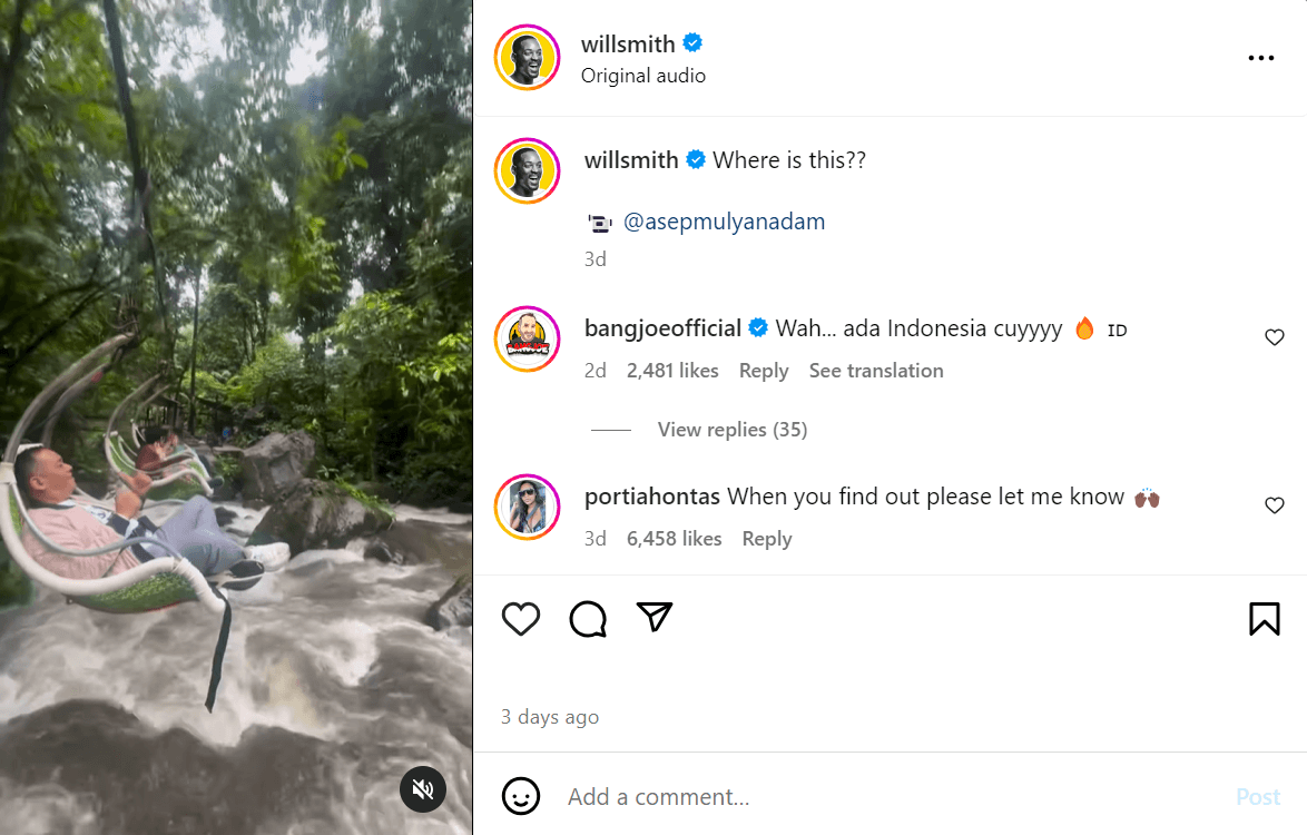 Viral Will Smith Unggah Konten Wisata di Sukabumi, Sandiaga Uno: Itu Luar Biasa