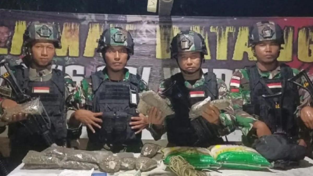 1,5 Kilogram Ganja Ditemukan Satgas Yonif 122/TS di Waris