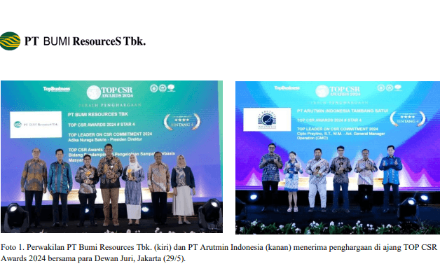 Grup BUMI Boyong 5 Penghargaan di TOP CSR Awards 2024