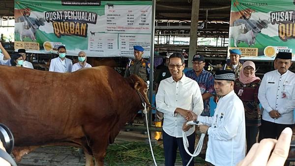 Pj Gubernur DKI Beri Sapi Kurban 1 Ton di RPH Cakung Jakarta Timur
