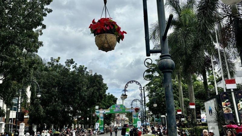Sambut Delegasi AAF, Bunga Kastuba Warna Merah Berjejer di Jalanan Asia Afrika