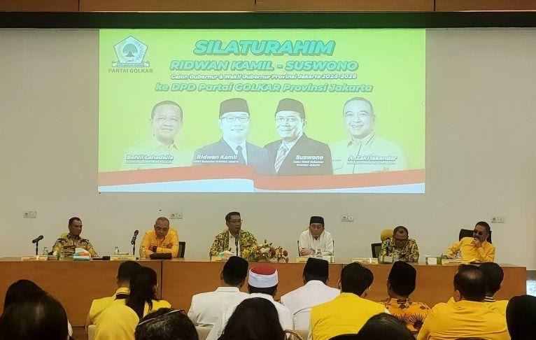 Kedatangan Ridwan Kamil-Suswono ke Kantor Golkar Jakarta untuk Konsolidasi