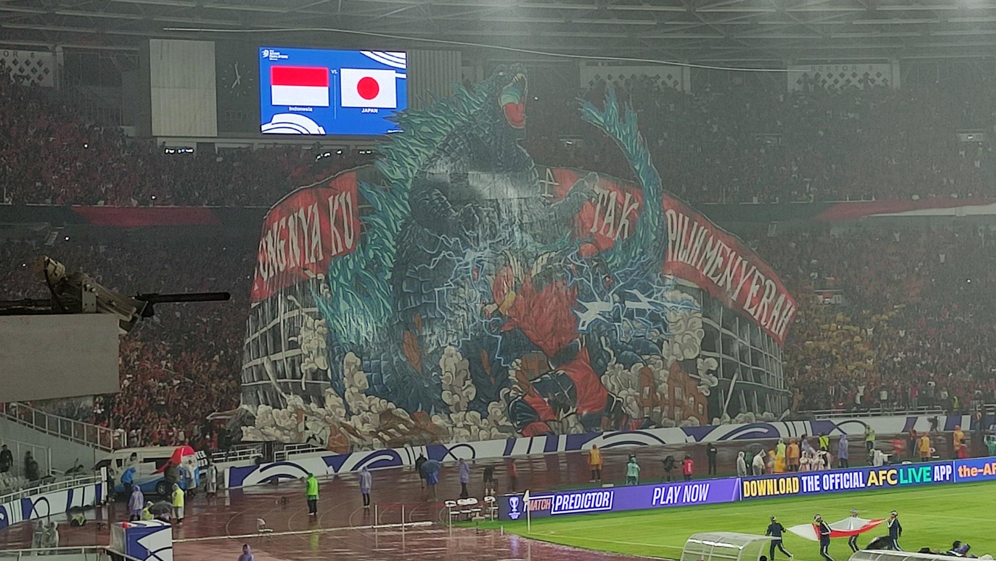 Koreo 'Godzilla vs Gundala' di Laga Indonesia vs Jepang Curi Perhatian FIFA