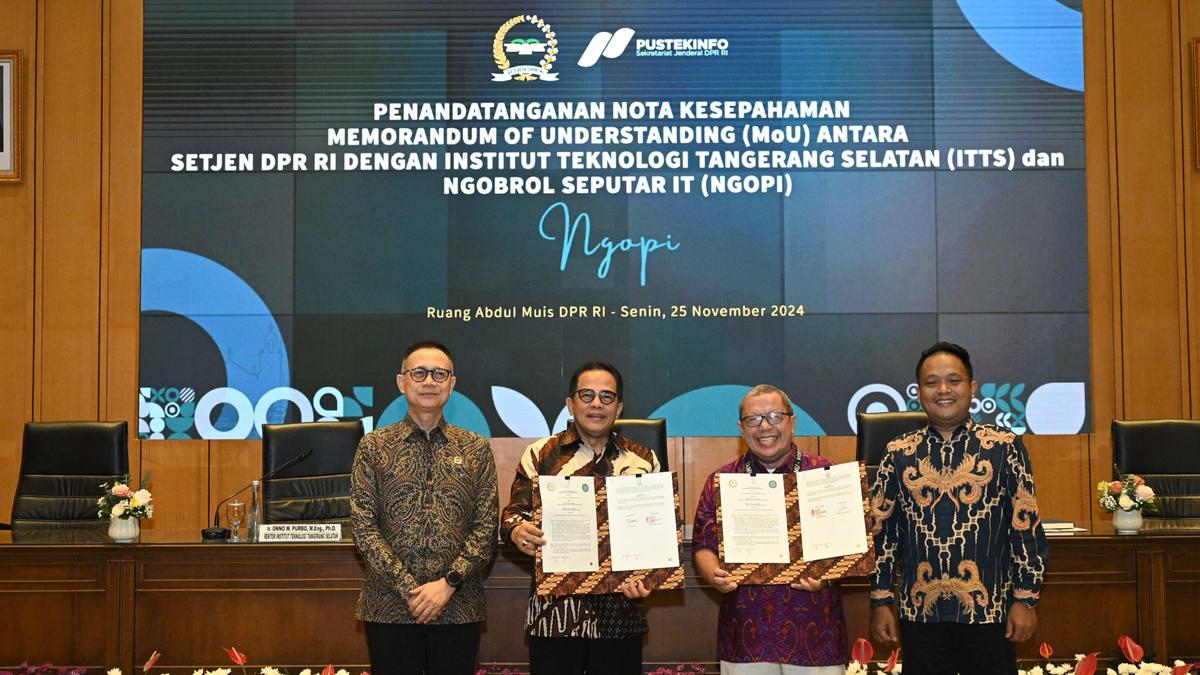 Penandatanganan MoU dengan ITTS Upaya Transformasi Digital dan Penguatan Keamanan Siber di Setjen DPR RI
