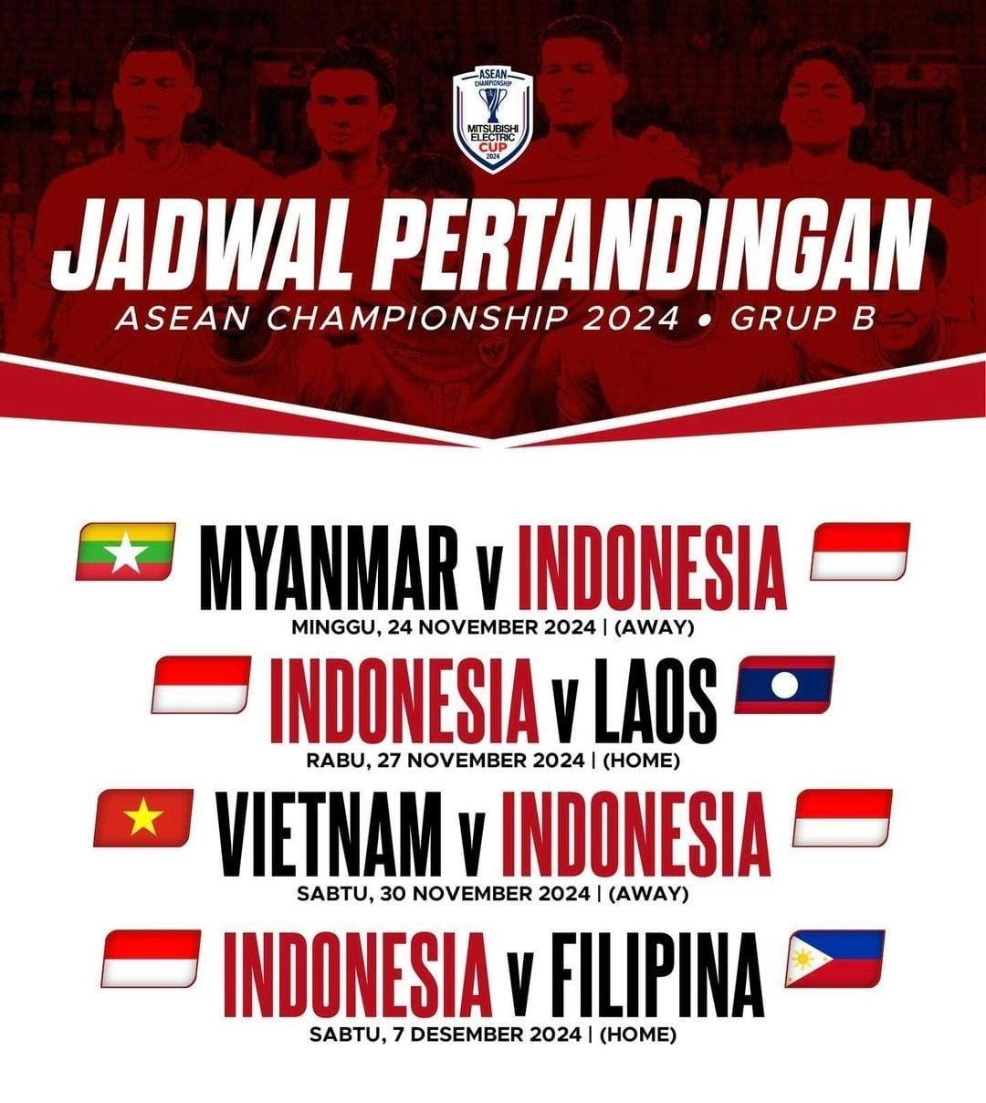 Jadwal Lengkap Pertandingan Timnas Indonesia di Piala AFF: Malam Ini Lawan Myanmar