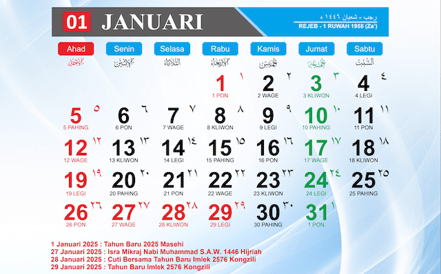 Link Download Gratis Kalender 2025 PDF: Daftar Hari Libur Nasional dan Cuti Bersama 2025 Terlengkap