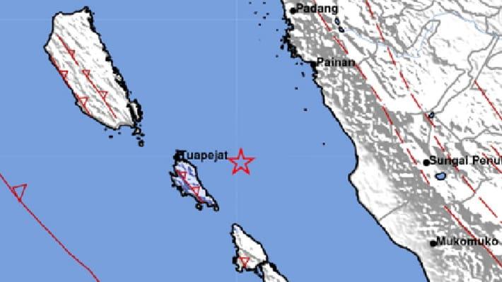 Gempa Bumi M 4,1 Guncang Tuapejat Sumbar, Dirasakan hingga Padang