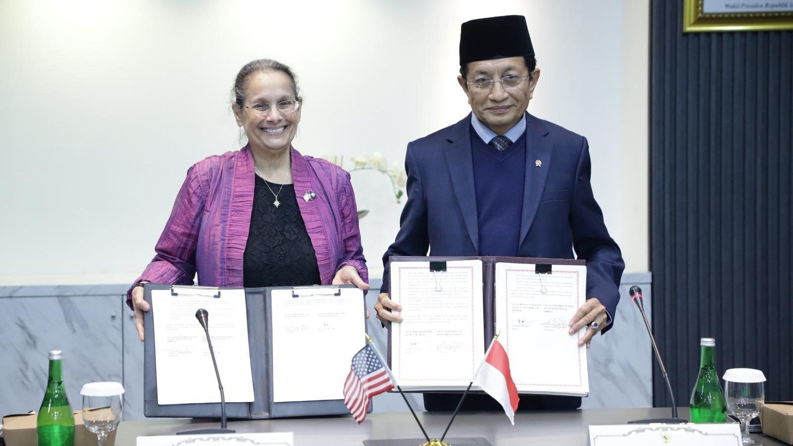 Menag Nasaruddin Umar dan Dubes AS Tandatangani MoU Program Fulbright di Indonesia
