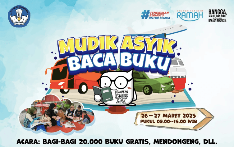 Mudik Asyik! Kemendikbudristek Bagikan 20.000 Buku Gratis di 6 Titik Strategis