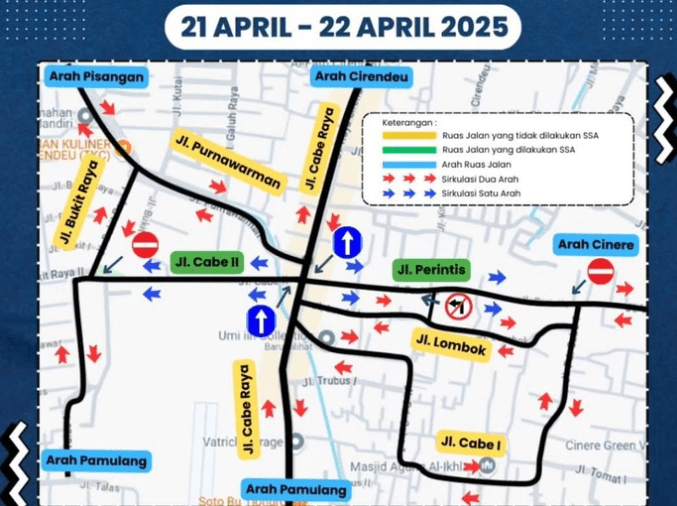 Tangsel Uji Coba Sistem Satu Arah di Jalan Cabe 2 dan Perintis Selama Dua Hari