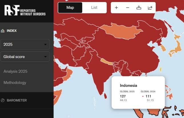 RSF: Kebebasan Pers Dunia 2025 dalam Kondisi Kritis akibat Tekanan Ekonomi dan Disinformasi Digital