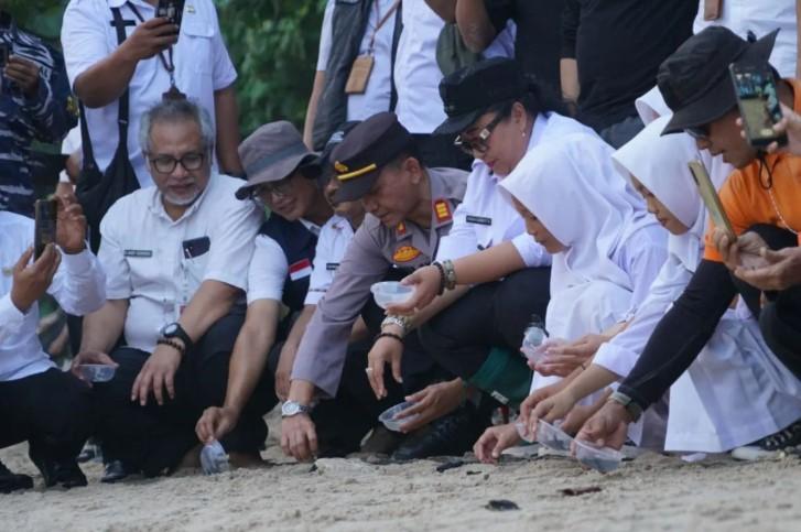 Pemerintah dan DKP DIY Lepas 101 Tukik di Pantai Wediombo Demi Pelestarian Penyu