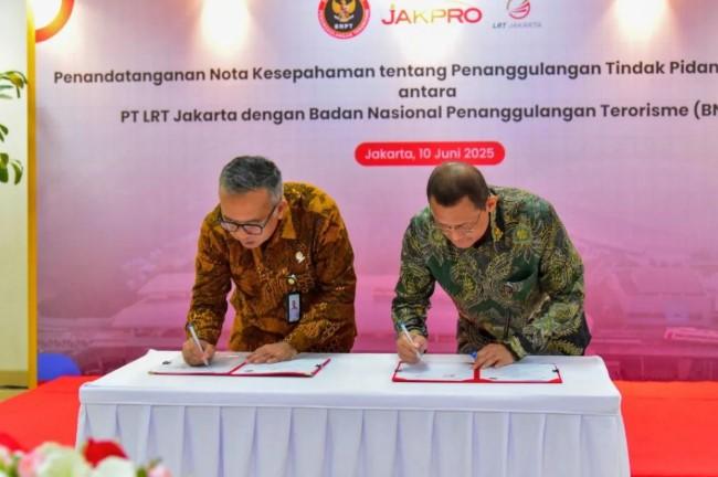 BNPT dan LRT Jakarta Teken Nota Kesepahaman Cegah Terorisme di Sektor Transportasi Publik