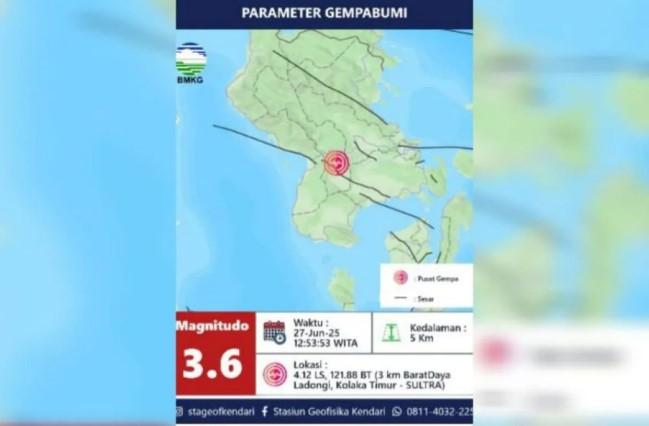 Koltim Diguncang Tiga Gempa Berturut-turut, BMKG: Akibat Aktivitas Sesar Aktif di Barat Daya Ladongi