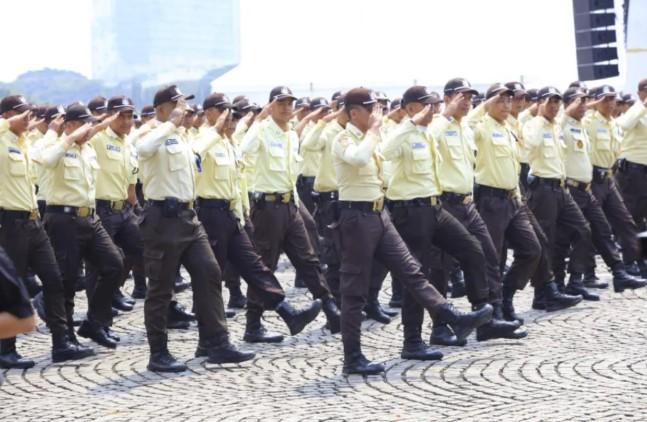 Satpam hingga Mahasiswa Meriahkan Defile HUT Ke-79 Bhayangkara di Monas