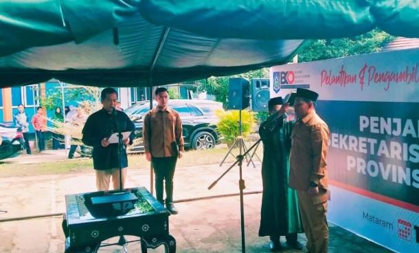 Dilantik di Tengah Tenda Banjir, Pj Sekda NTB Lalu Moh Faozal Janji Benahi Tata Kelola Pemerintahan