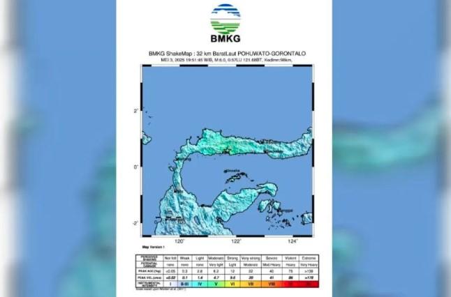 Gempa Magnitudo 6,3 Guncang Pohuwato Gorontalo Dini Hari, Tidak Berpotensi Tsunami