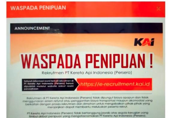 KAI Imbau Waspadai Rekrutmen Kerja Palsu, Tekankan Proses Resmi Tanpa Biaya