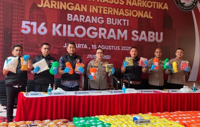 Polda Metro Jaya Bongkar Jaringan Narkoba Internasional, Sita 516 Kg Sabu Senilai Rp516 Miliar