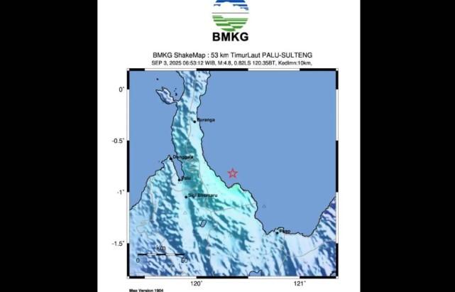 Gempa Magnitudo 4,8 Guncang Parigi Moutong, BMKG Tegaskan Tak Berpotensi Tsunami