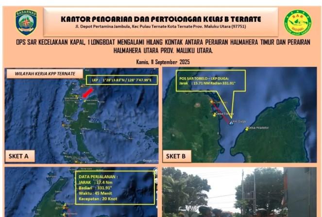 Long Boat Hilang Kontak di Perairan Halmahera, 10 Orang Masih Dalam Pencarian