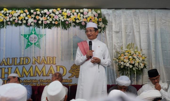 Menag Nasaruddin Umar Hadiri Maulid Nabi dan Haul Habib Ali bin Ja’far Assegaf, Tekankan Peran Ulama dalam Menjaga Persatuan