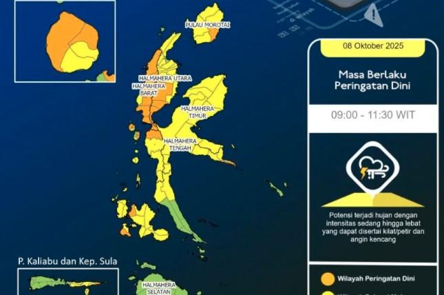 BMKG Peringatkan Cuaca Ekstrem dan Gelombang Tinggi di Maluku Utara, Warga Diminta Waspada