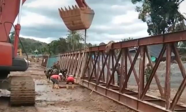 Kementerian Pekerjaan Umum dan TNI Percepat Pembangunan Jembatan Darurat di Desa Garoga, Tapanuli Selatan