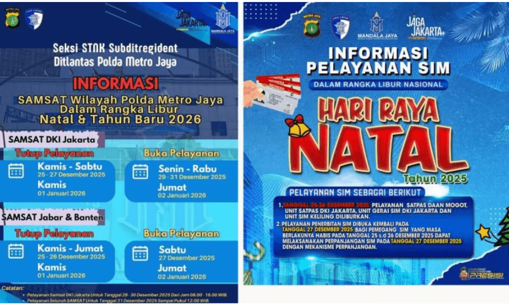 Layanan SIM dan Samsat Keliling Polda Metro Jaya Libur Selama Natal 2025, Ini Jadwal Lengkapnya