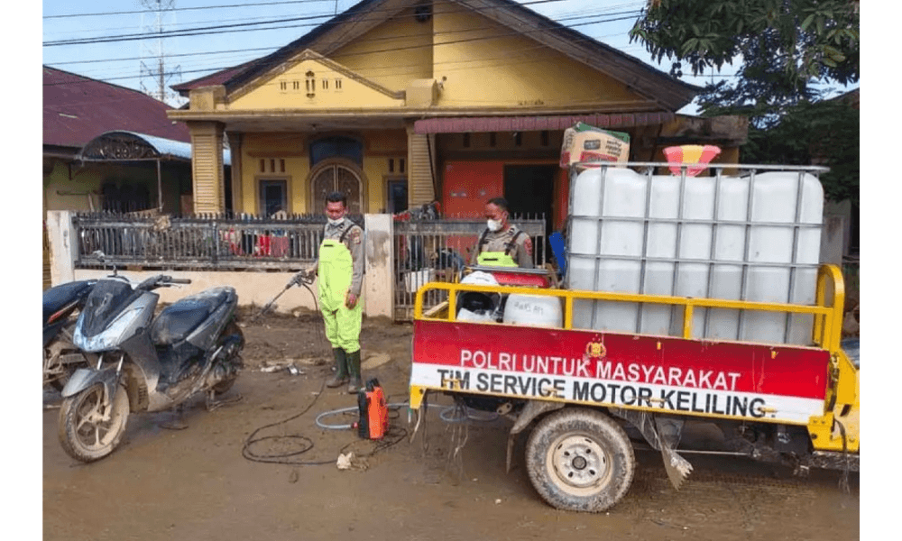 Polres Aceh Tamiang Beri Layanan Servis dan Cuci Motor Gratis untuk Korban Banjir