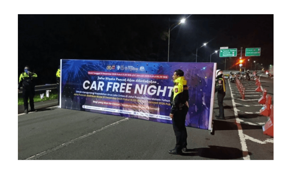 Jalur Puncak Ditutup Total Saat Malam Tahun Baru 2026, Polres Bogor Terapkan "Malam Tanpa Mobil"