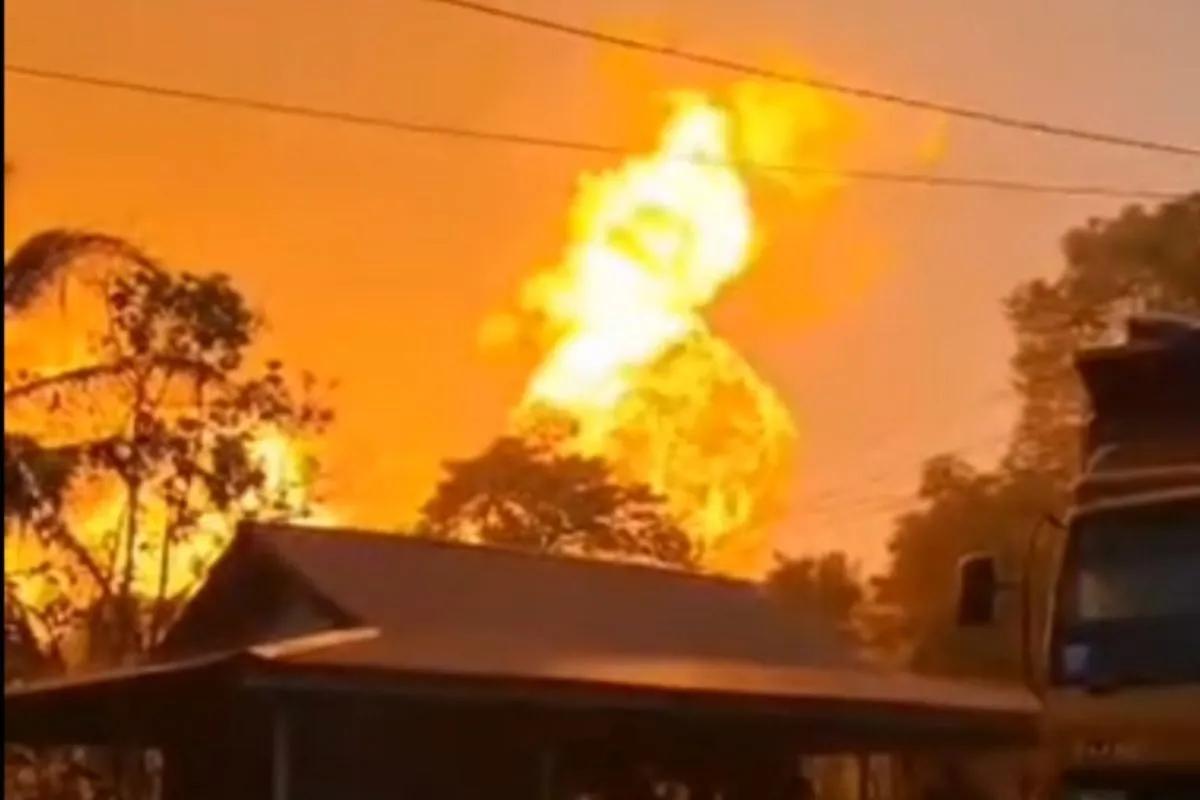 Ledakan Pipa Gas PT TGI di Indragiri Hilir Lukai 10 Orang dan Hanguskan Kendaraan Serta Bangunan