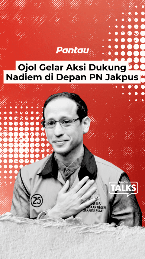 OJOL GELAR AKSINDUKUNG NADIEM DI DEPAN PN JAKPUS