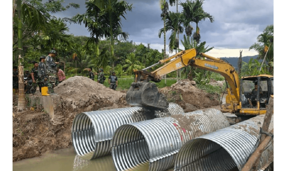 TNI Bangun Jembatan Aramco di Tapanuli Utara untuk Pulihkan Akses Jalan Warga
