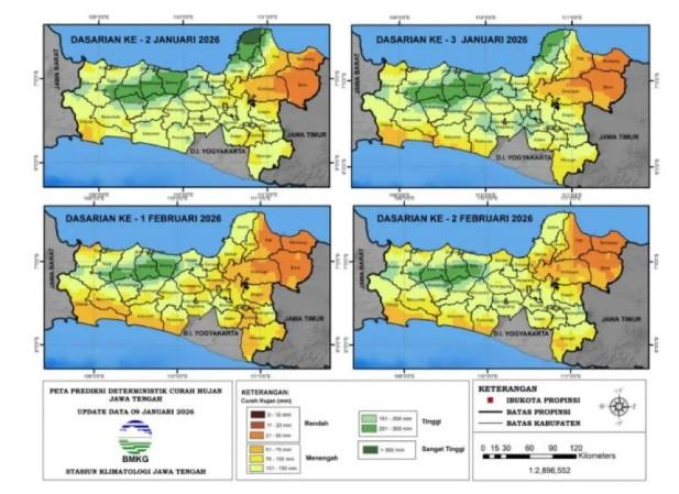 BMKG Peringatkan Potensi Banjir dan Longsor di Jawa Tengah hingga Februari 2026