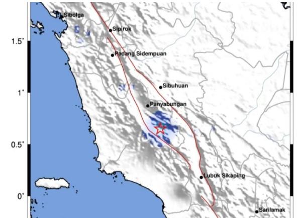 Gempa Magnitudo 2,6 Guncang Mandailing Natal, BMKG Sebut Akibat Aktivitas Sesar Besar Sumatra