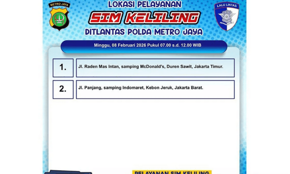 Layanan SIM Keliling di Jakarta Hari Minggu Hanya Dibuka di Dua Lokasi