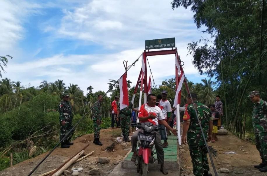 TNI AD Rampungkan Jembatan Gantung Garuda di Aceh Utara untuk Tingkatkan Konektivitas Warga