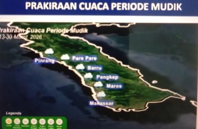 BMKG Prediksi Cuaca Mudik Lebaran 2026 di Sulawesi Selatan Didominasi Hujan