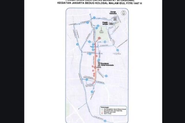 Dishub DKI Terapkan Rekayasa Lalu Lintas Saat Jakarta Bedug Kolosal Malam Idul Fitri 1447 H