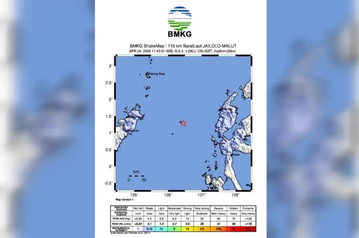 Gempa Dangkal Magnitudo 5,1 Guncang Jailolo, BMKG Pastikan Tak Berpotensi Tsunami