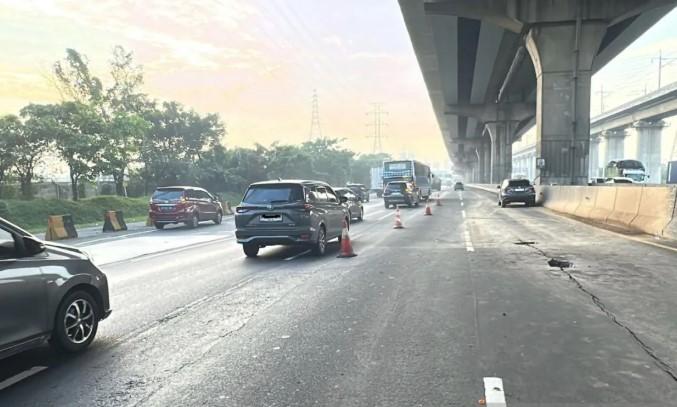 Jasamarga Tutup Dua Lajur untuk Perbaikan Km 28 Tol Jakarta-Cikampek