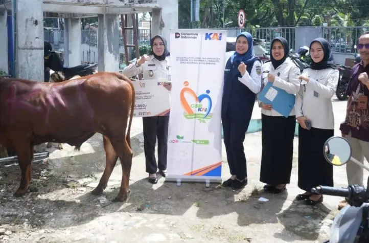 KAI Divre III Palembang Salurkan 30 Sapi Kurban untuk Masyarakat Saat Idul Adha