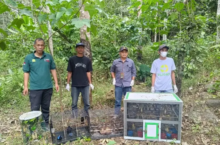 BKSDA dan Polisi Gagalkan Penyelundupan 203 Ekor Burung di Tol Trans Sumatera